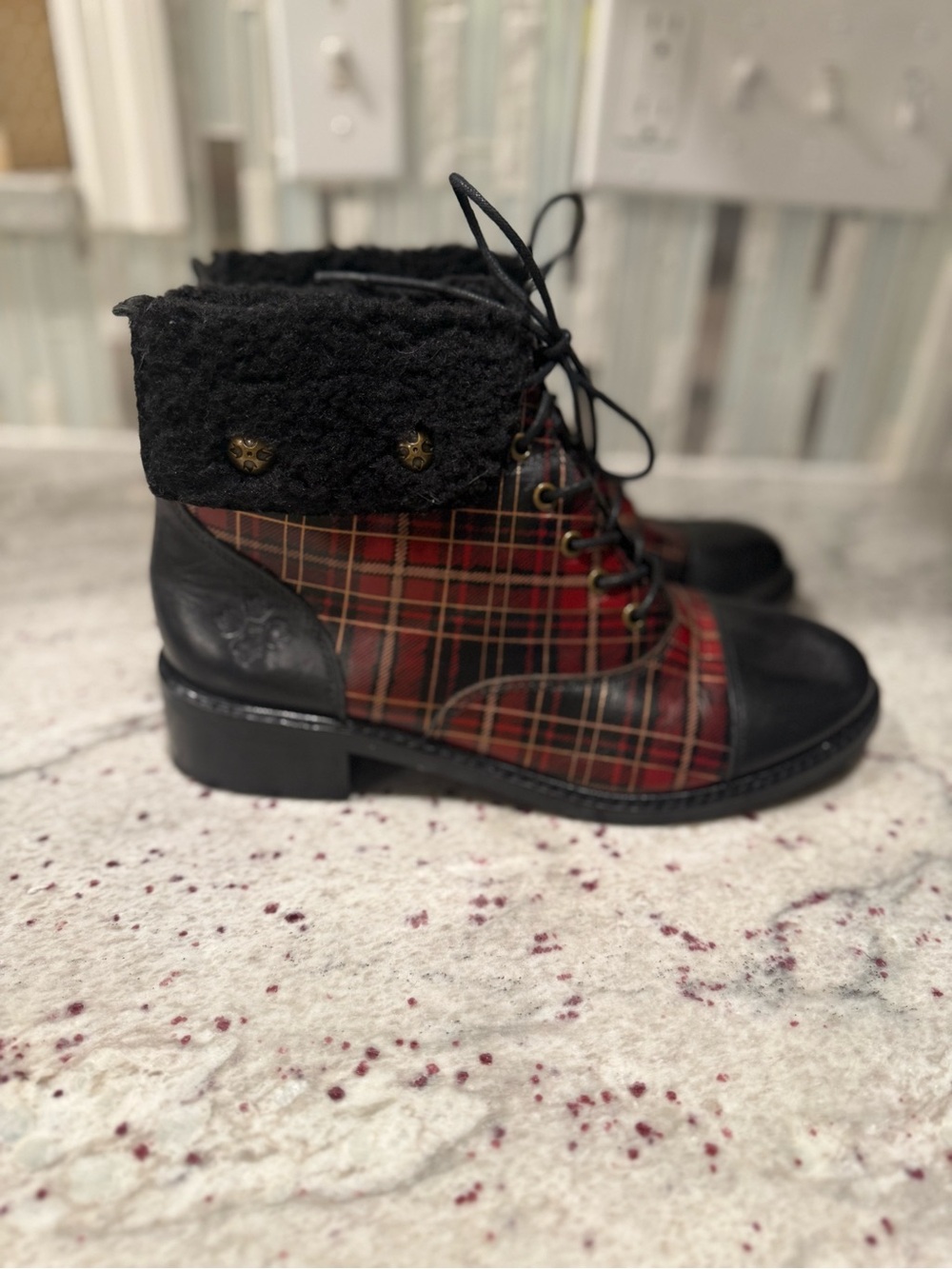 Patricia Nash Lia 2 Tartan Plaid Leather Ankle Boots